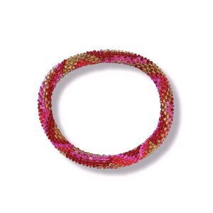 Pink Beaded Roll On Bracelet